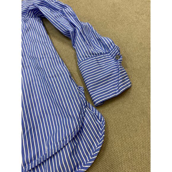 Harshman Ellis Long-Sleeve Cotton Blouse, Blue White Stripe, Large - Picture 3 of 8